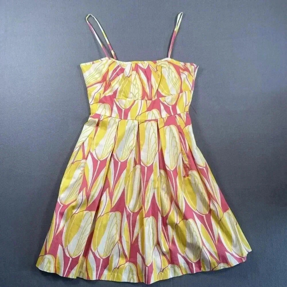 Donna Ricco New York Cotton Dress Size 12 Pink and Yellow Floral Tulip w Pockets - Picture 14 of 14
